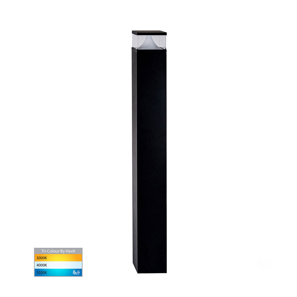Divad 12W CCT 240V LED Square 1000mm Bollard Black - HV1629T-BLK-240V-SQ