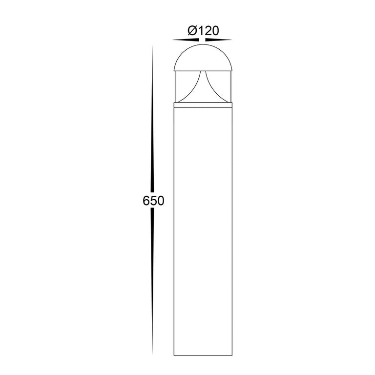 Divad 12W CCT 24V DC LED 650mm Bollard Black - HV1632T-BLK-24V-RND