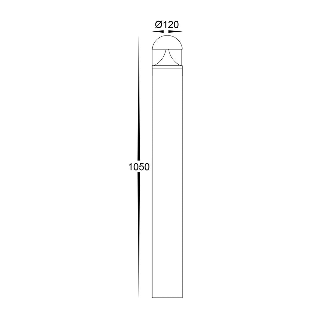 Divad 12W CCT 24V DC LED 1050mm Bollard Black - HV1633T-BLK-24V-RND