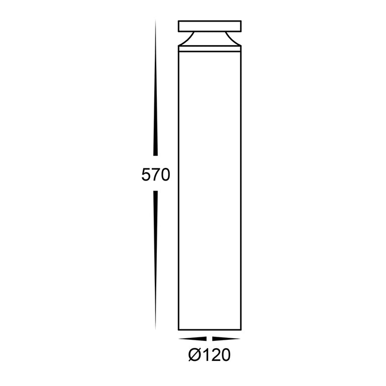 Noray CCT 12W 240V LED 570mm Bollard Black - HV1638T-BLK-240V
