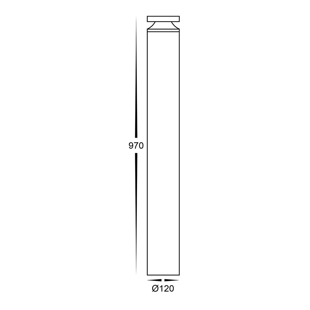 Noray 12W CCT 240V LED 970mm Bollard Black - HV1639T-BLK-240V