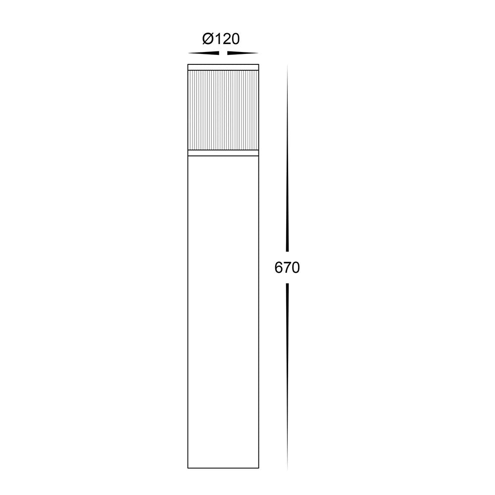 Prism 8W Warm White E27 LED 670mm Bollard Light Black - HV1641W-BLK