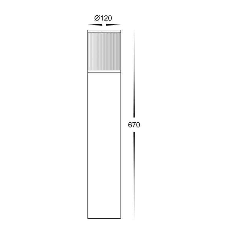 Prism 8W Warm White E27 LED 670mm Bollard Light Black - HV1641W-BLK