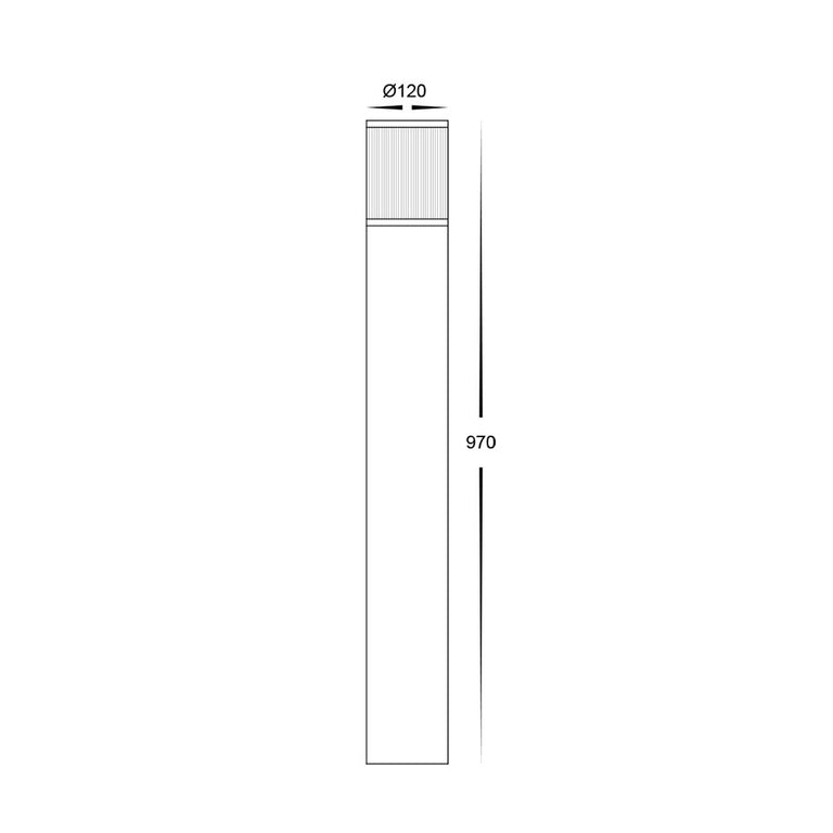 Prism 8W Warm White E27 LED 970mm Bollard Light Black - HV1642W-BLK