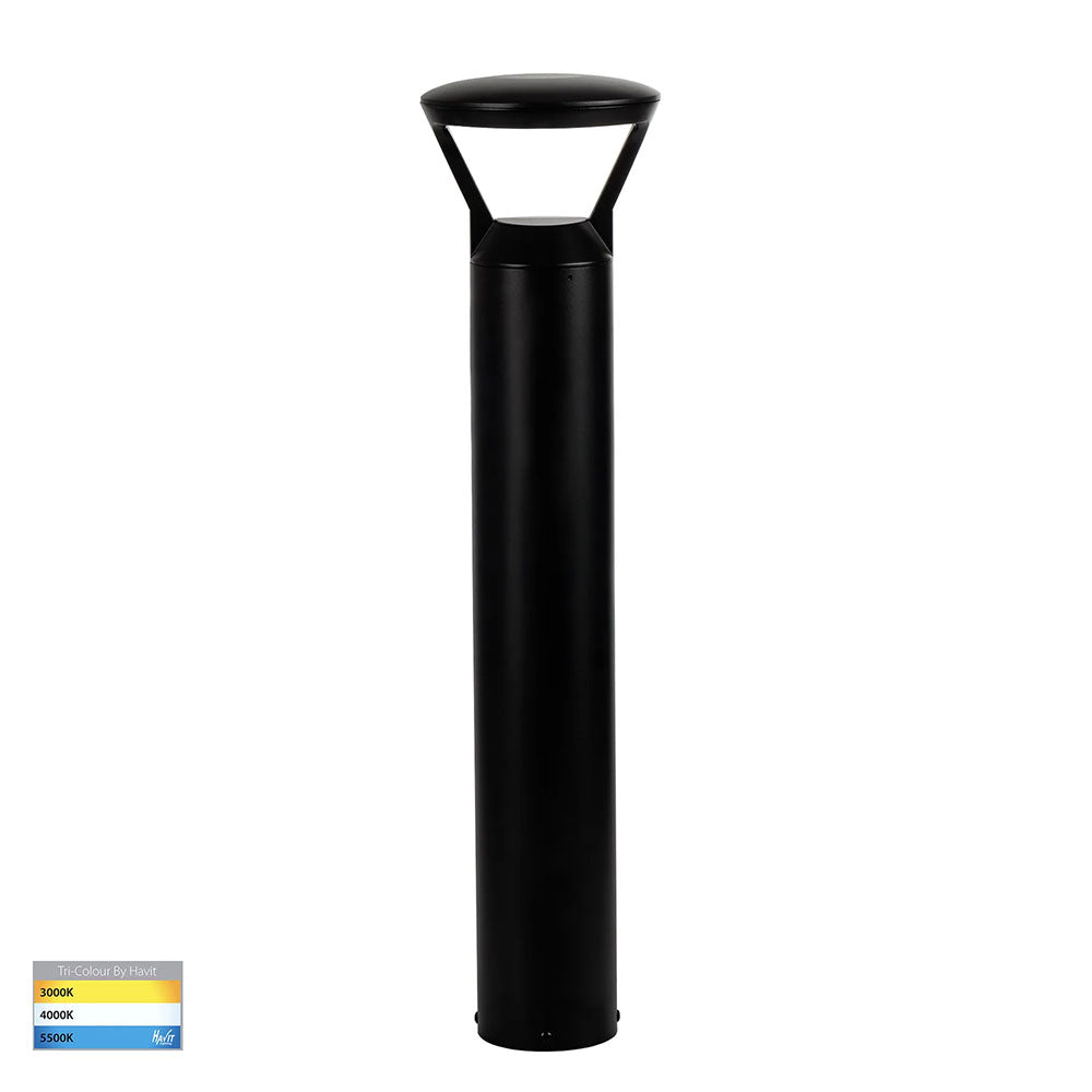 Thema Aluminium Round LED Bollard Light Black - HV1643T-BLK-240V