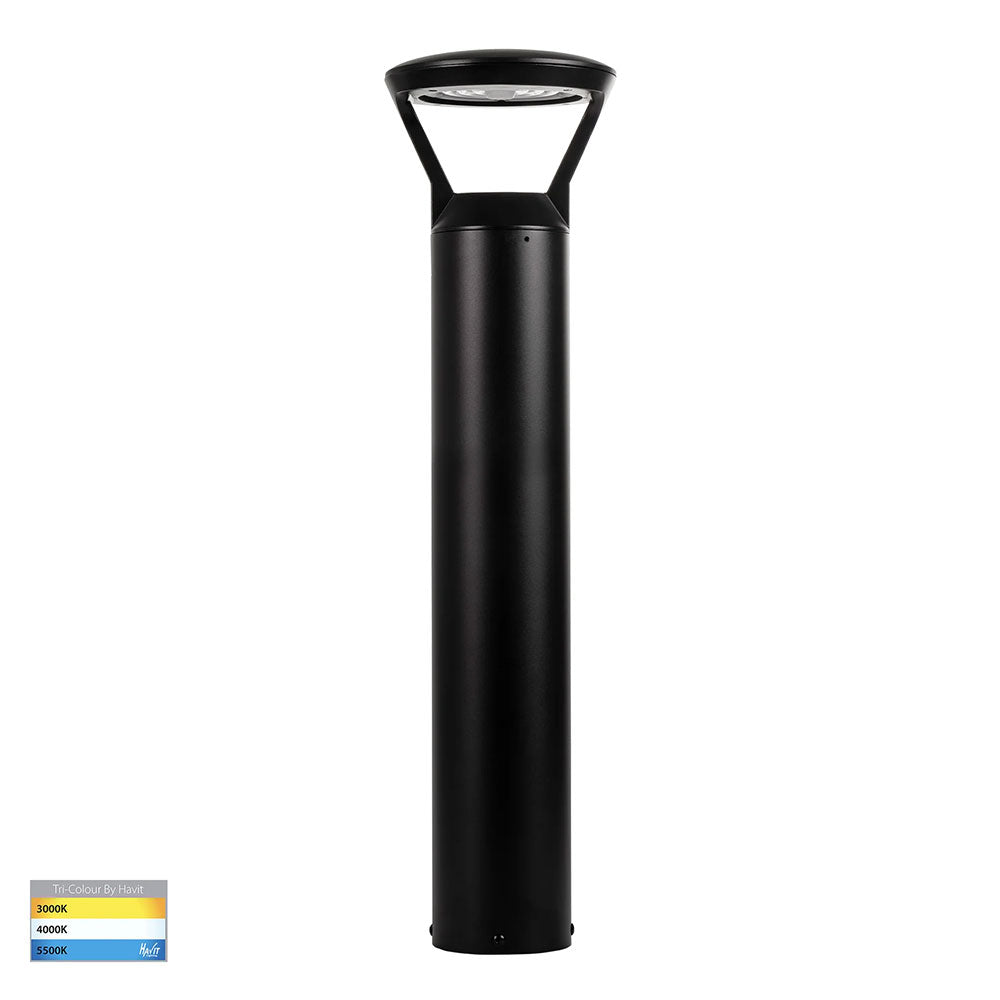 Thema Aluminium Round LED Bollard Light Black - HV1643T-BLK-240V