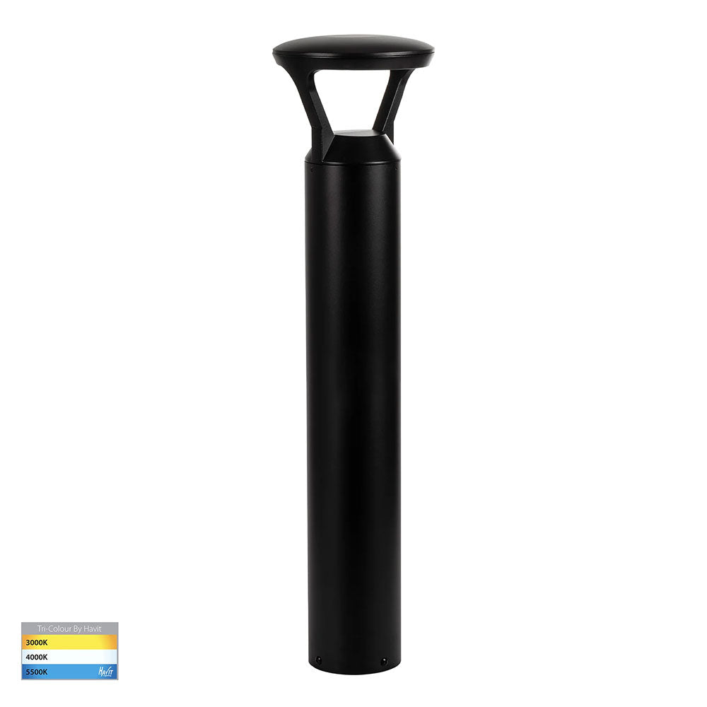 Thema Aluminium Round LED Bollard Light Black - HV1643T-BLK-240V