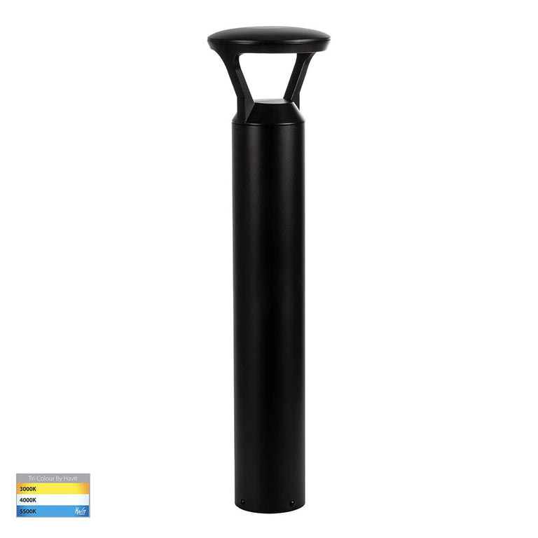 Thema Aluminium Round LED Bollard Light Black - HV1643T-BLK-240V