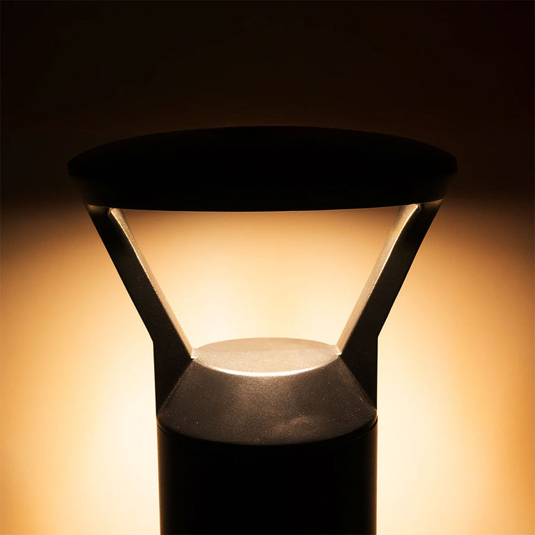 Thema Aluminium Round LED Bollard Light Black - HV1643T-BLK-240V