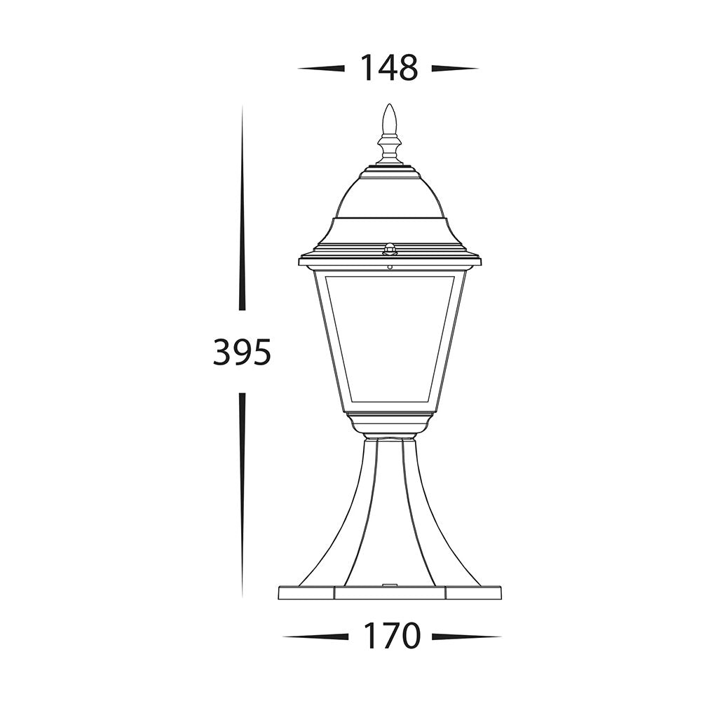 Newark 8W 240V E27 LED Small Pillar Light Black - HV1651W-BLK