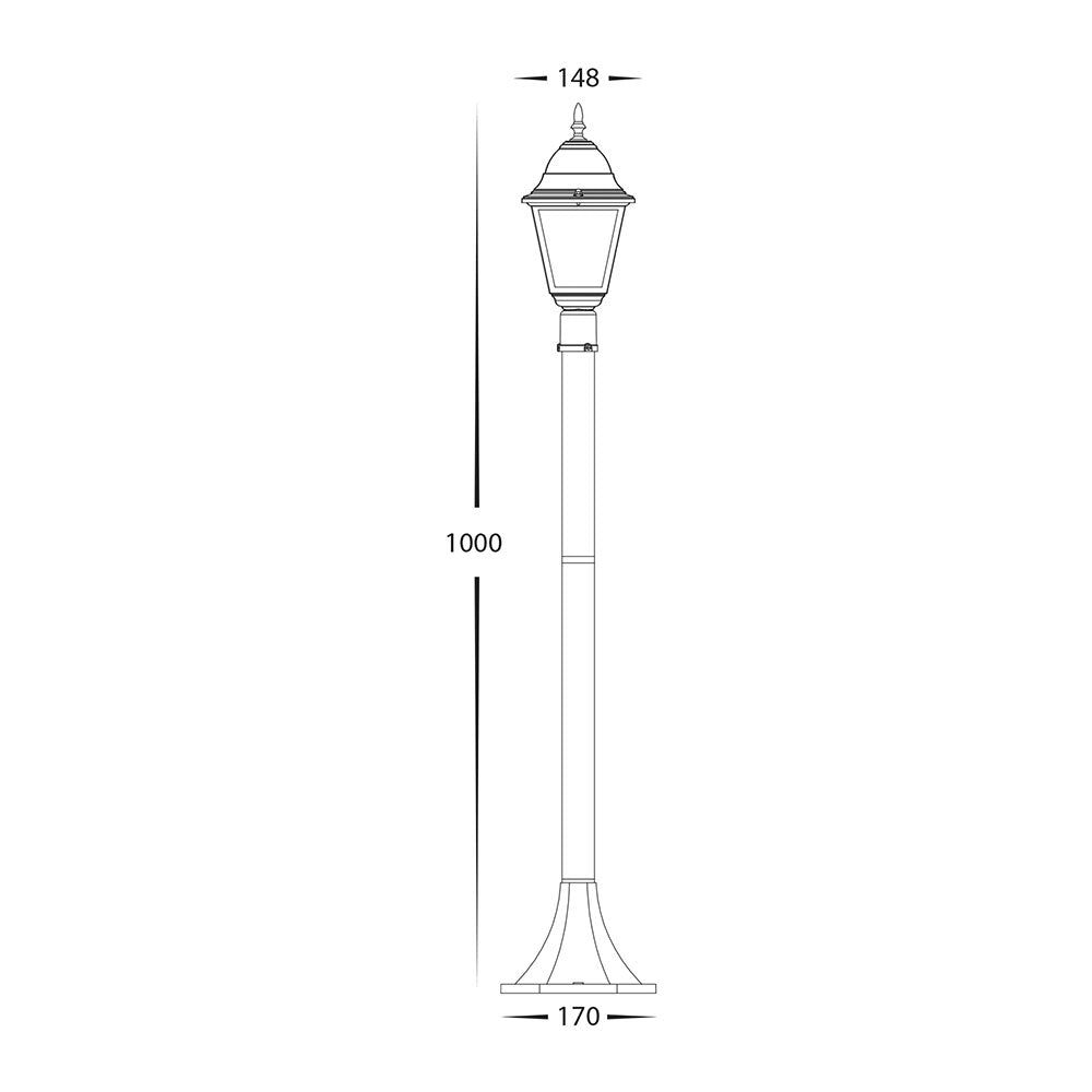 Newark 8W 240V E27 LED Large Pillar Light Black - HV1651W-P-BLK