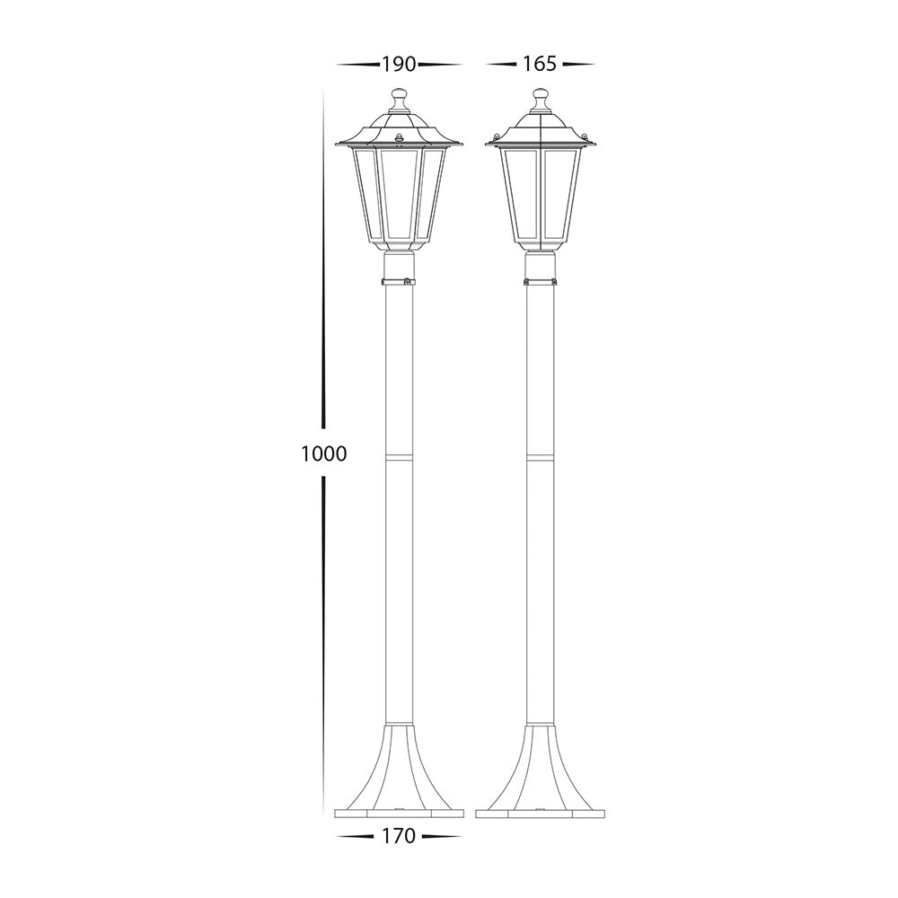 Fibra 8W 240V E27 LED Large Pillar Light Black - HV1652W-P-BLK