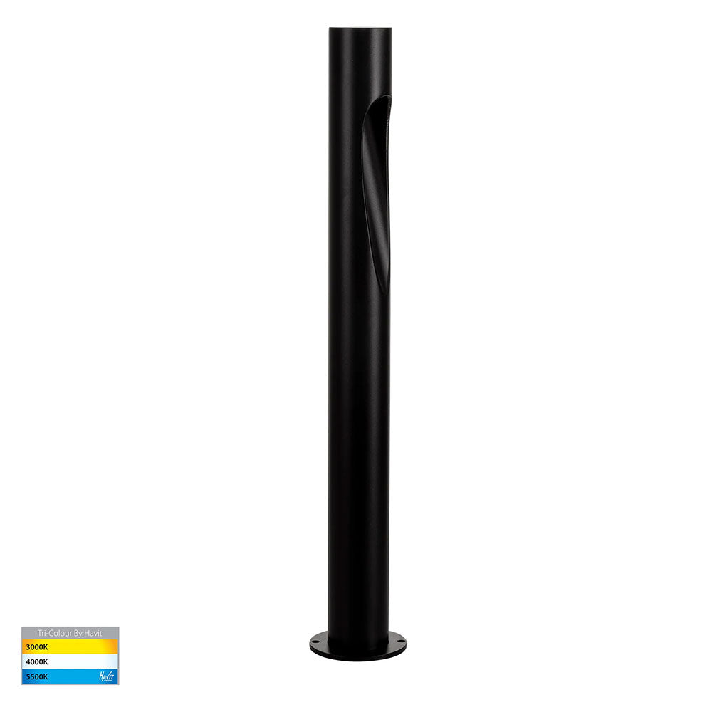 Fedor Aluminium Round LED Bollard Light Black - HV1660T-BLK-24V