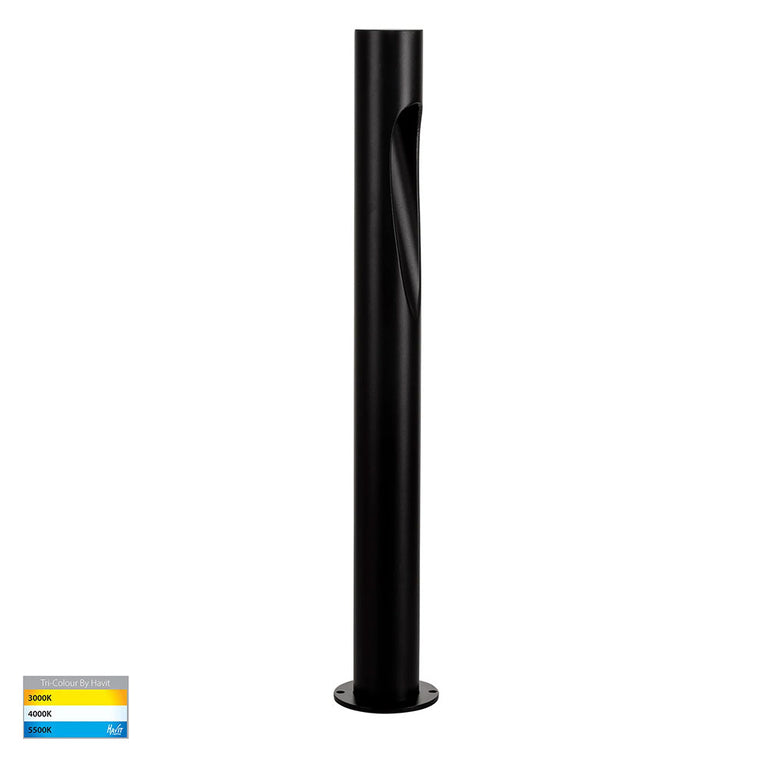 Fedor Aluminium Round LED Bollard Light Black - HV1660T-BLK-24V