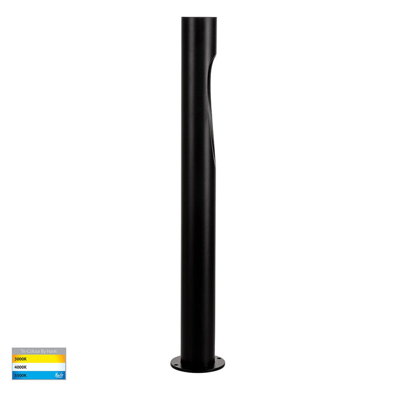 Fedor Aluminium Round LED Bollard Light Black - HV1660T-BLK-240V