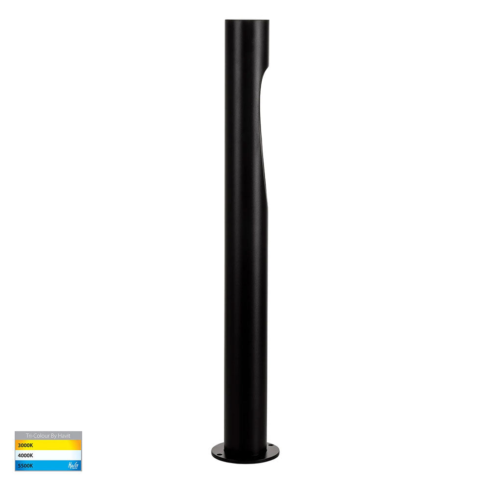 Fedor Aluminium Round LED Bollard Light Black - HV1660T-BLK-240V