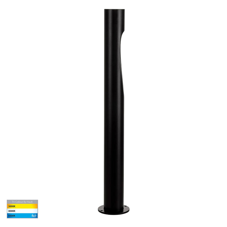 Fedor Aluminium Round LED Bollard Light Black - HV1660T-BLK-240V