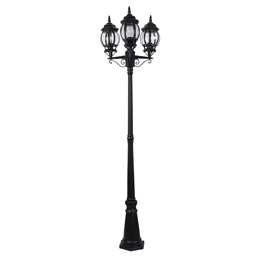 Trener 9W 240V E27 LED Triple Post Light Black - HV1673W-BLK