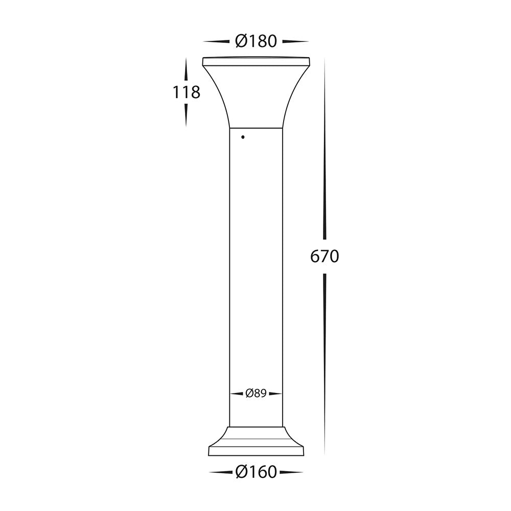 Favara 9W CCT E27 LED Bollard Light Black - HV1681T-BLK