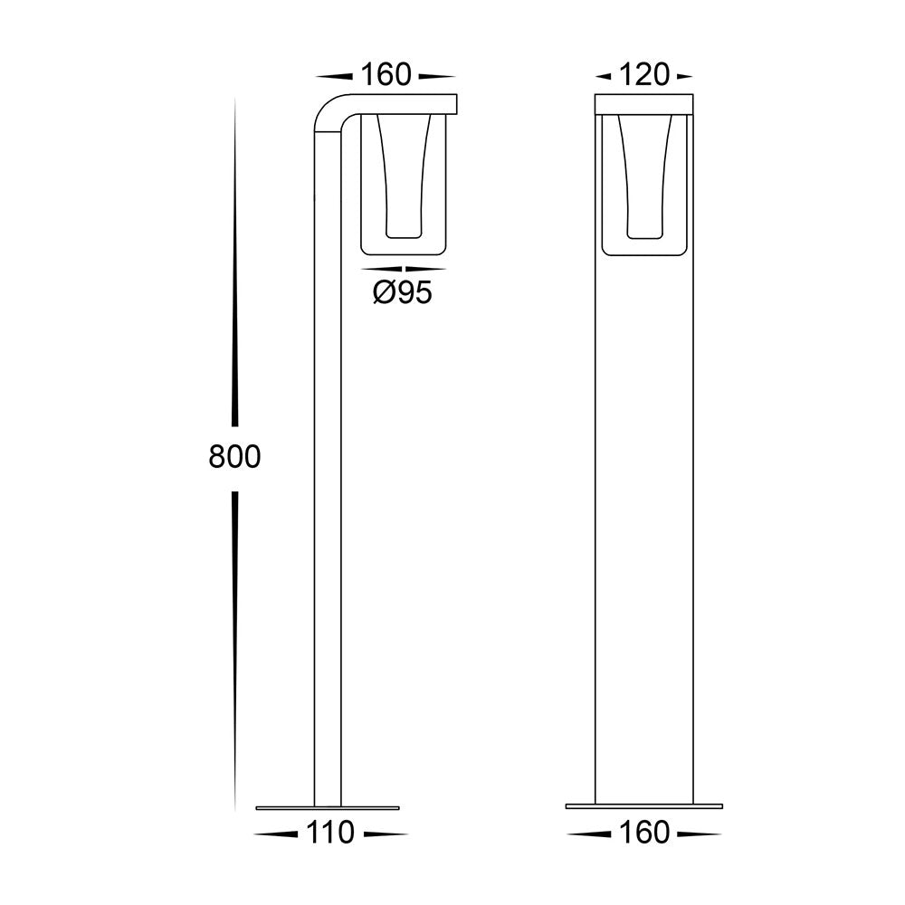 Otaner 10W CCT 240V LED Bollard Black - HV1691T-BLK-240V