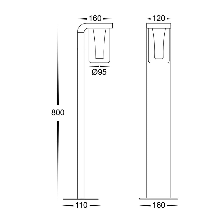 Otaner 10W CCT 240V LED Bollard Black - HV1691T-BLK-240V