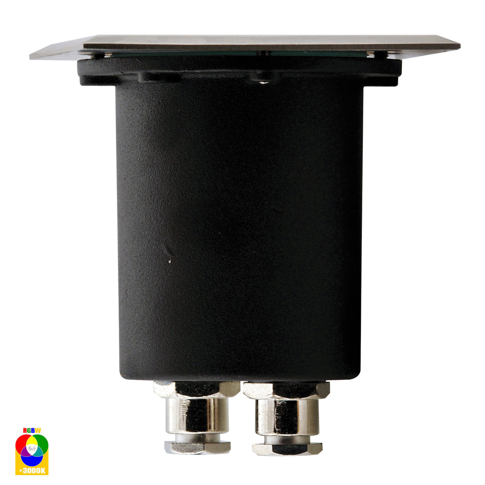 Metro 5W CCT 12V DC LED Square RGB Inground Uplighter Stainless Steel / Black - HV1701RGBW