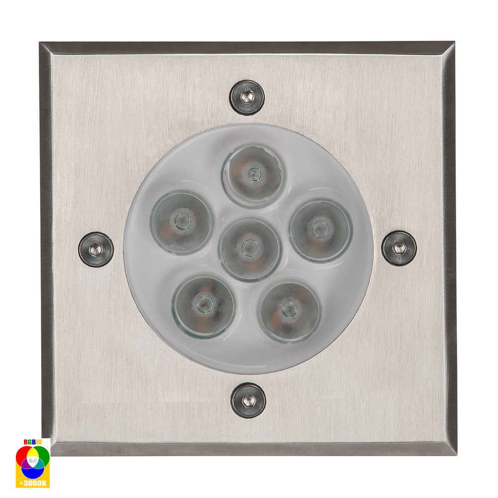 Metro 5W CCT 12V DC LED Square RGB Inground Uplighter Stainless Steel / Black - HV1701RGBW