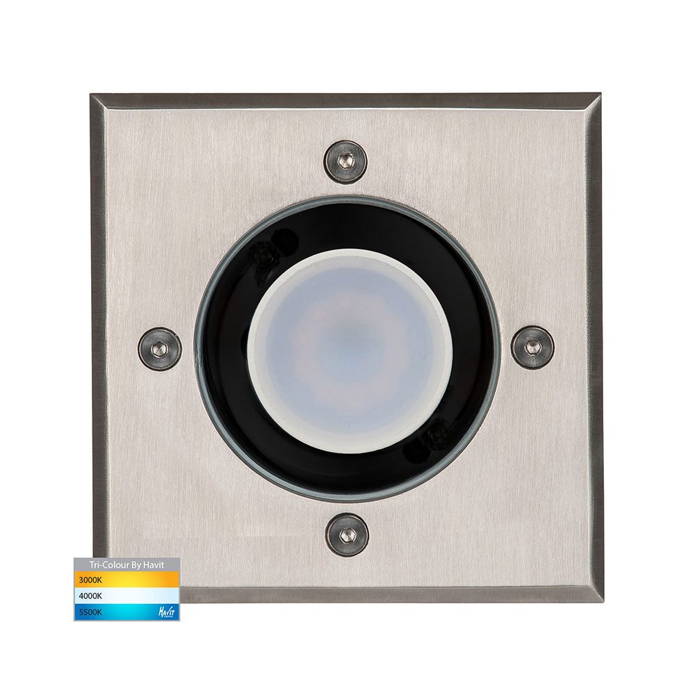 Metro 5W CCT 12V DC MR16 LED Square Inground Uplighter Stainless Steel  Black - HV1701T