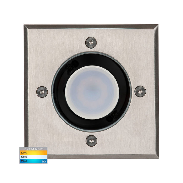 Metro 5W CCT 12V DC MR16 LED Square Inground Uplighter Stainless Steel  Black - HV1701T