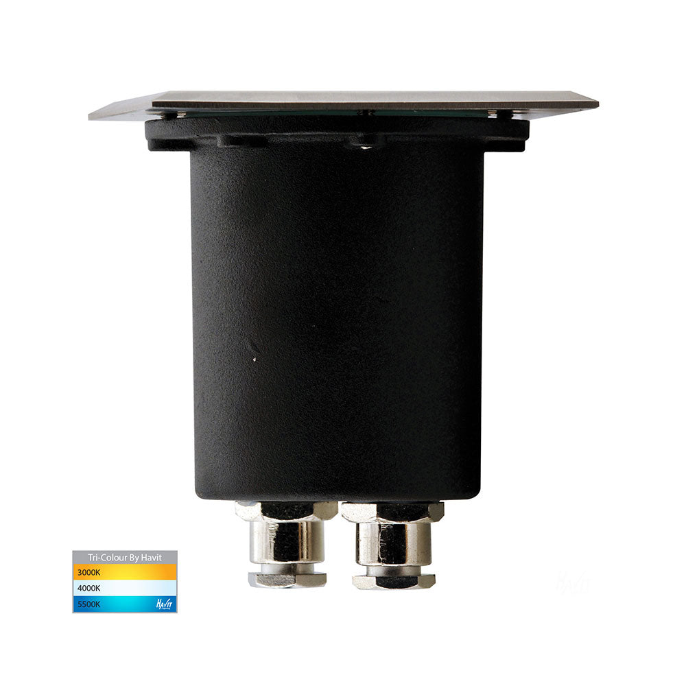 Metro 5W CCT 12V DC MR16 LED Square Inground Uplighter Stainless Steel  Black - HV1701T