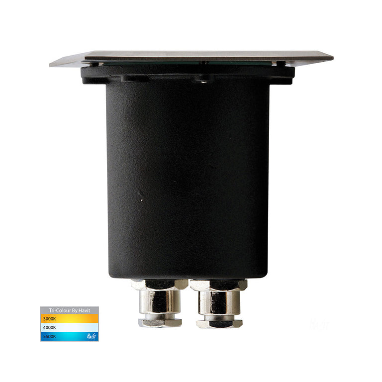 Metro 5W CCT 12V DC MR16 LED Square Inground Uplighter Stainless Steel  Black - HV1701T