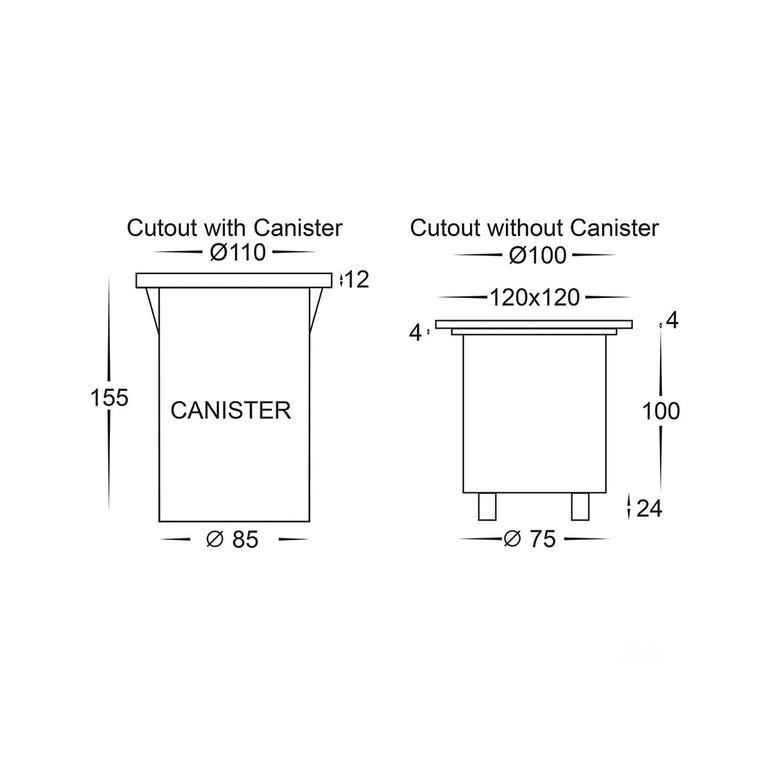 Metro 5W CCT 12V DC MR16 LED Square Inground Uplighter Stainless Steel  Black - HV1701T