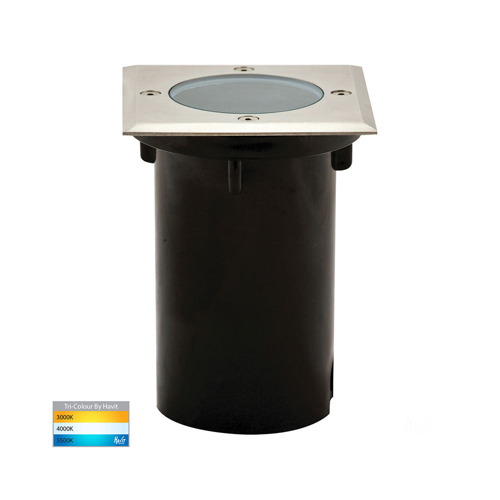 Metro 5W CCT 12V DC MR16 LED Square Inground Uplighter Stainless Steel  Black - HV1701T