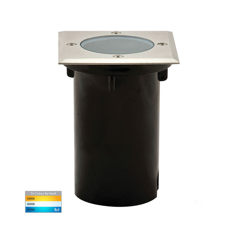 Metro 5W CCT 12V DC MR16 LED Square Inground Uplighter Stainless Steel  Black - HV1701T
