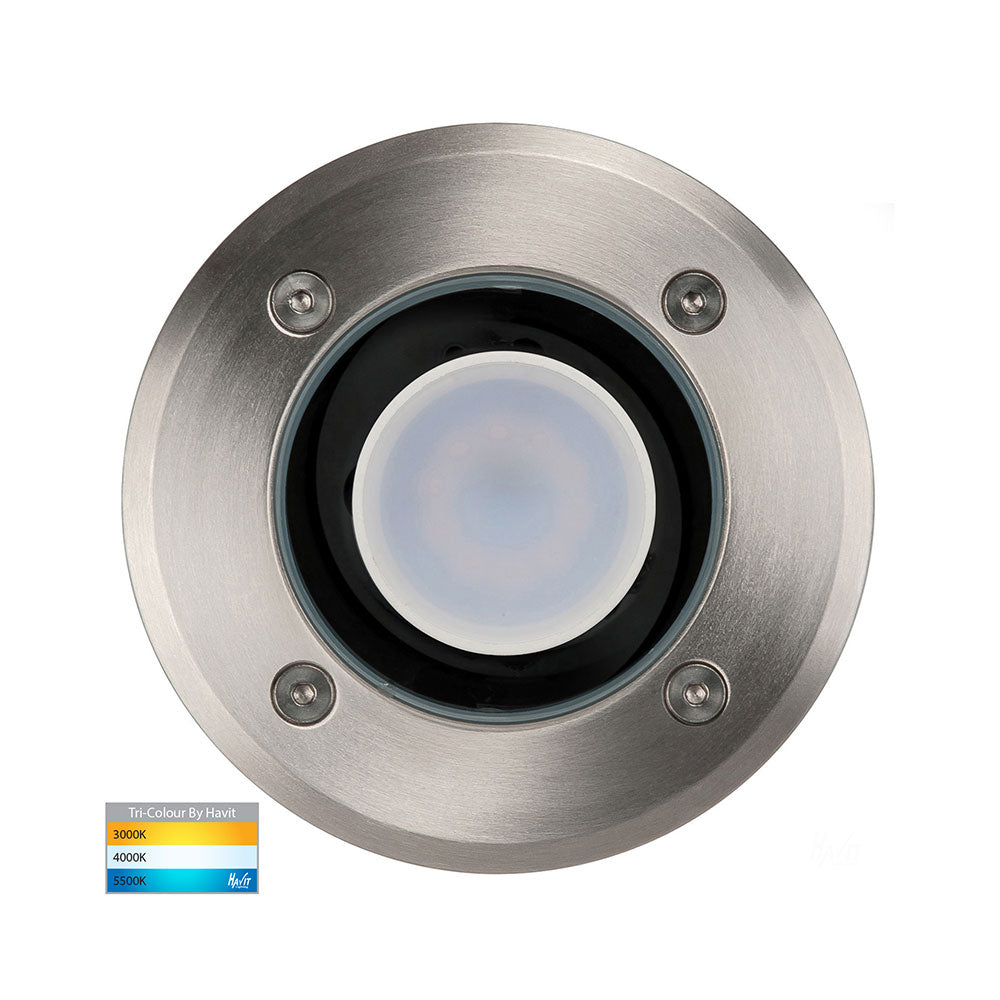 Metro 5W CCT 12V DC MR16 LED Round  Inground Uplighter Stainless Steel / Black - HV1801T