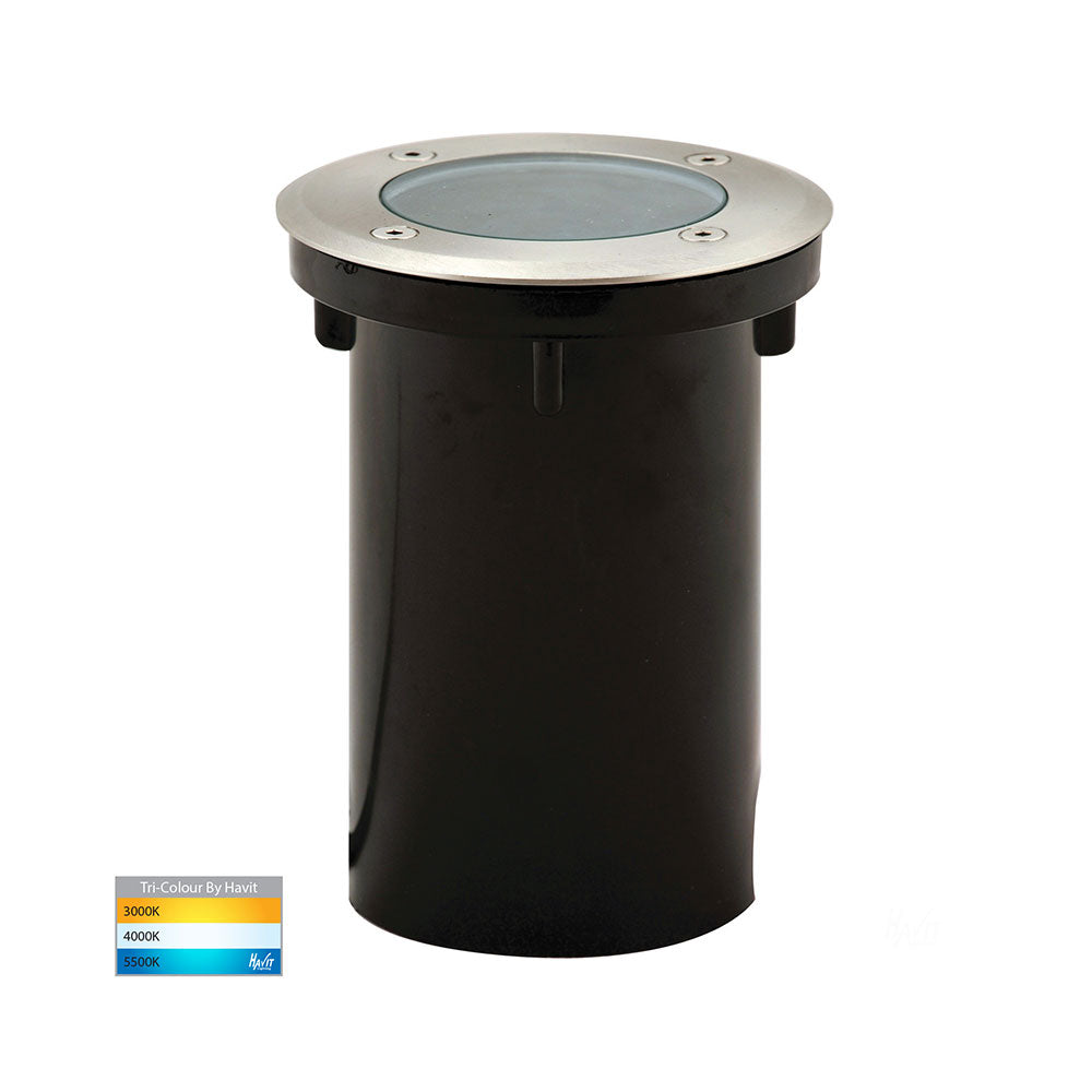 Metro 5W CCT 12V DC MR16 LED Round  Inground Uplighter Stainless Steel / Black - HV1801T