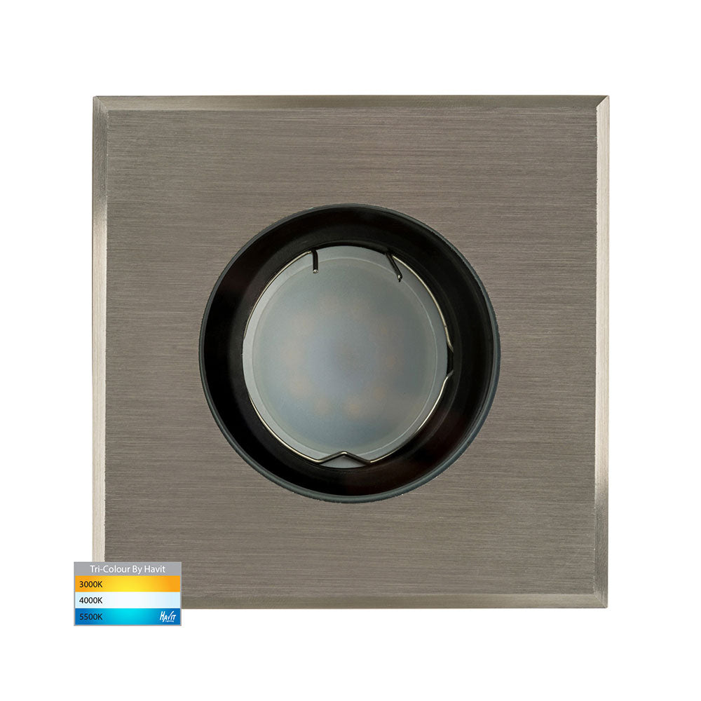 Luta 5W CCT 12V DC MR16 LED Square Adjustable Inground Uplighter Stainless Steel Black - HV1825T-SQ