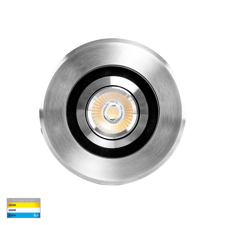 Toldo 3W CCT 12V DC LED Adjustable Round Inground Uplighter Stainless Steel / Black - HV1827T