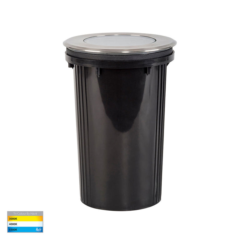 Toldo 3W CCT 12V DC LED Adjustable Round Inground Uplighter Stainless Steel / Black - HV1827T