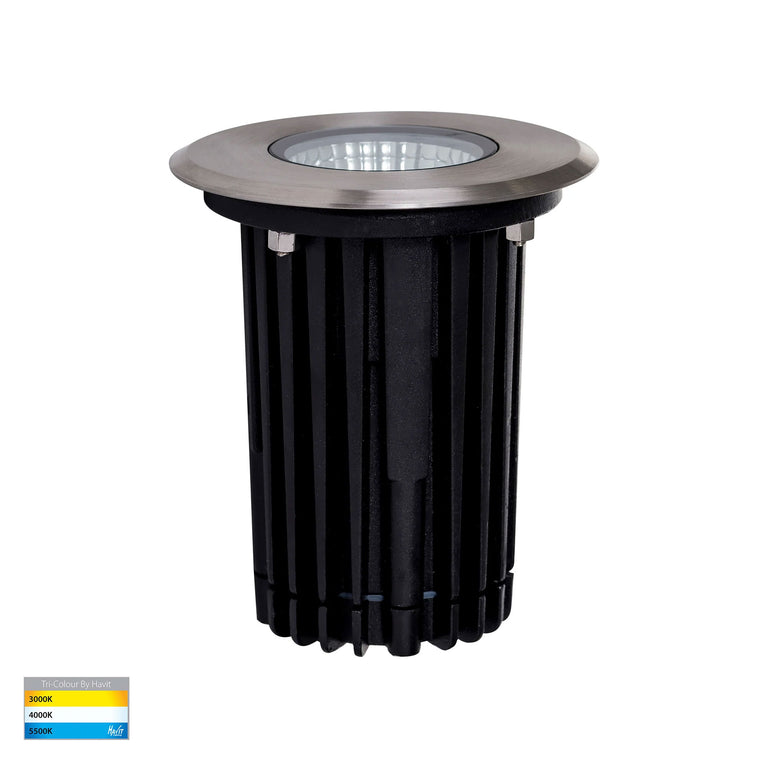 Klip 7W CCT 12V DC LED Round Inground Uplighter Stainless Steel - HV1831T-12V