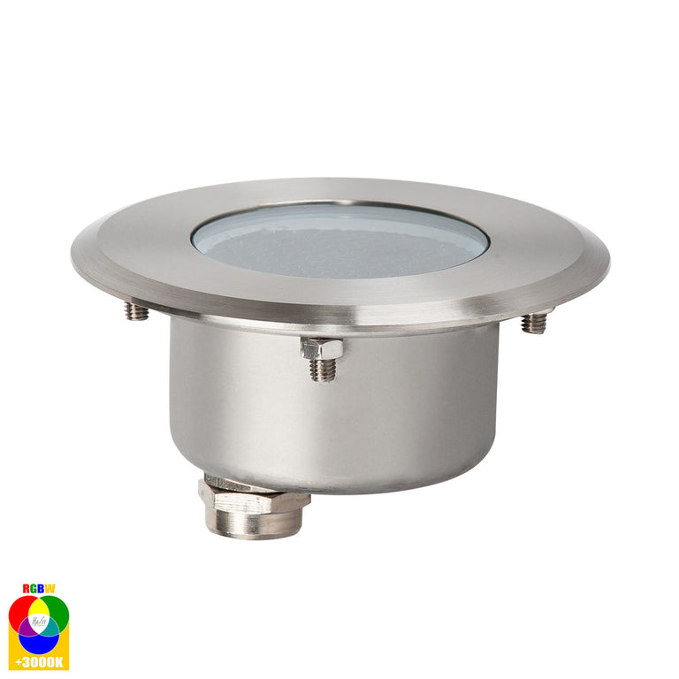 Split 3W RGBW 12V DC LED Round Inground Uplighter Stainless Steel - HV1841RGBW