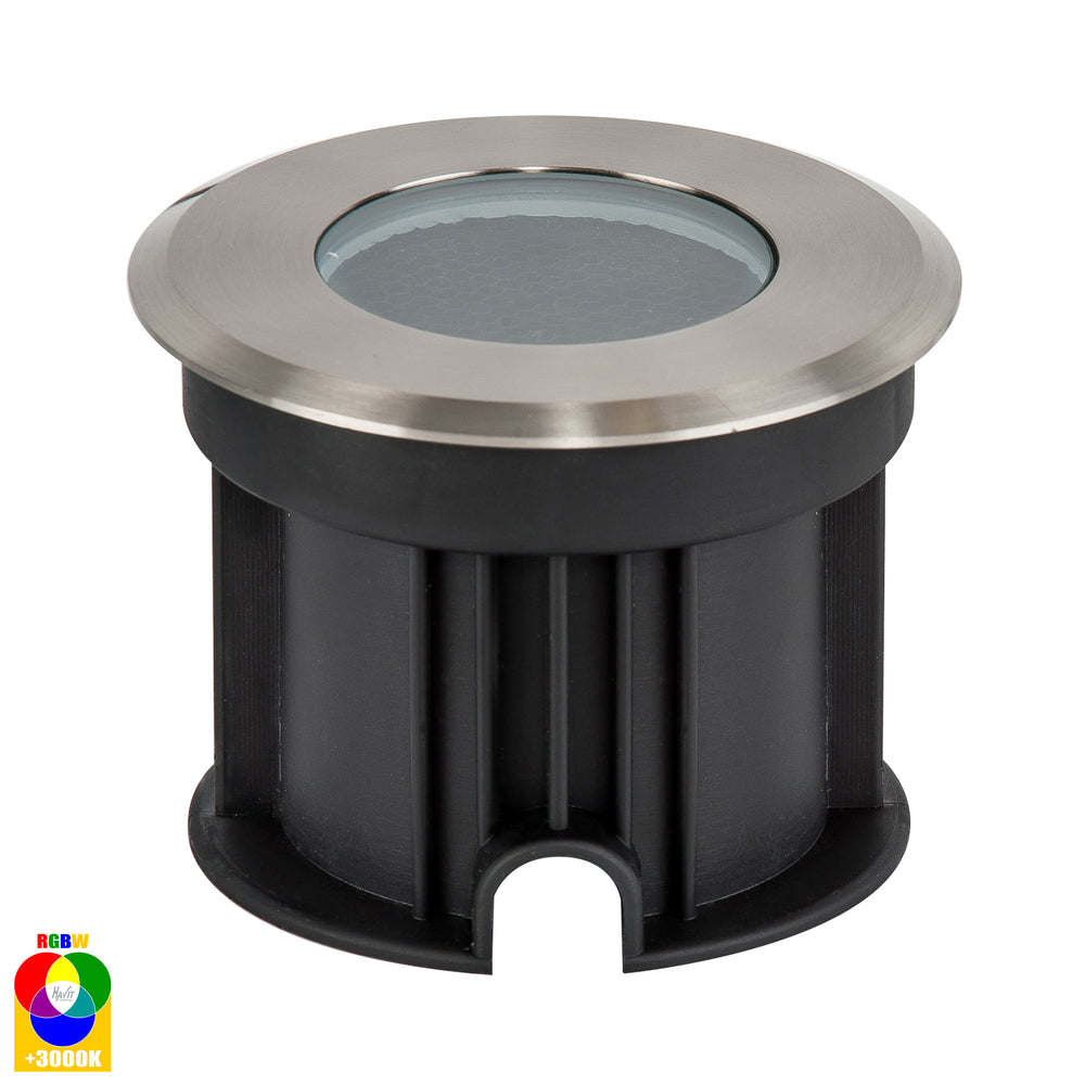Split 3W RGBW 12V DC LED Round Inground Uplighter Stainless Steel - HV1841RGBW