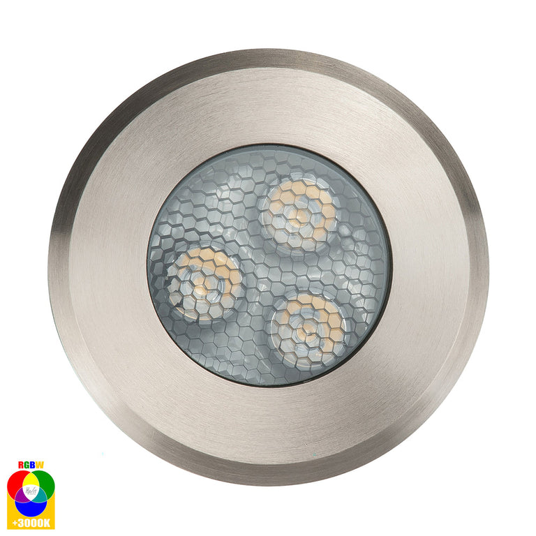 Split 3W RGBW 12V DC LED Round Inground Uplighter Stainless Steel - HV1841RGBW