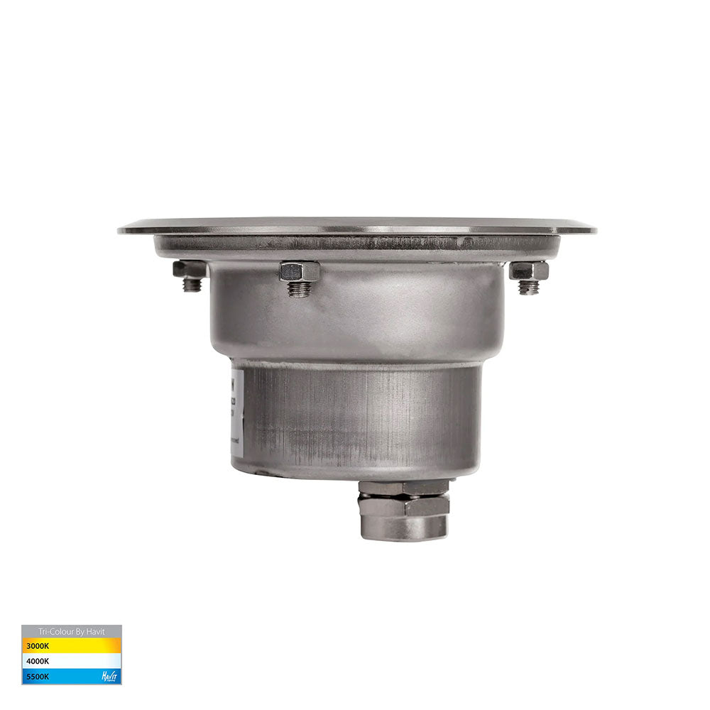 Split 3W CCT 12V DC LED Round Inground Uplighter Stainless Steel - HV1841T
