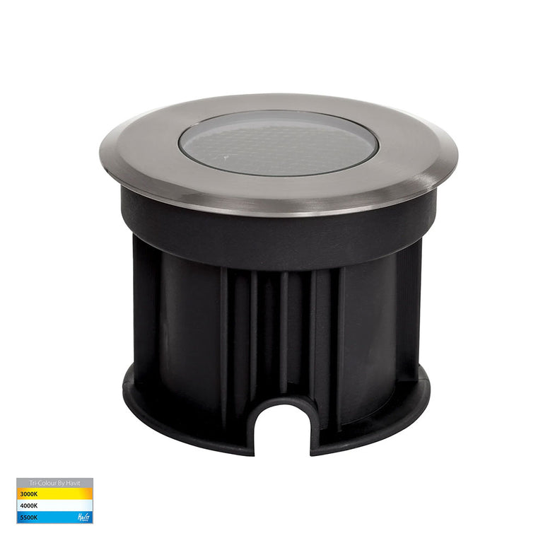 Split 3W CCT 12V DC LED Round Inground Uplighter Stainless Steel - HV1841T