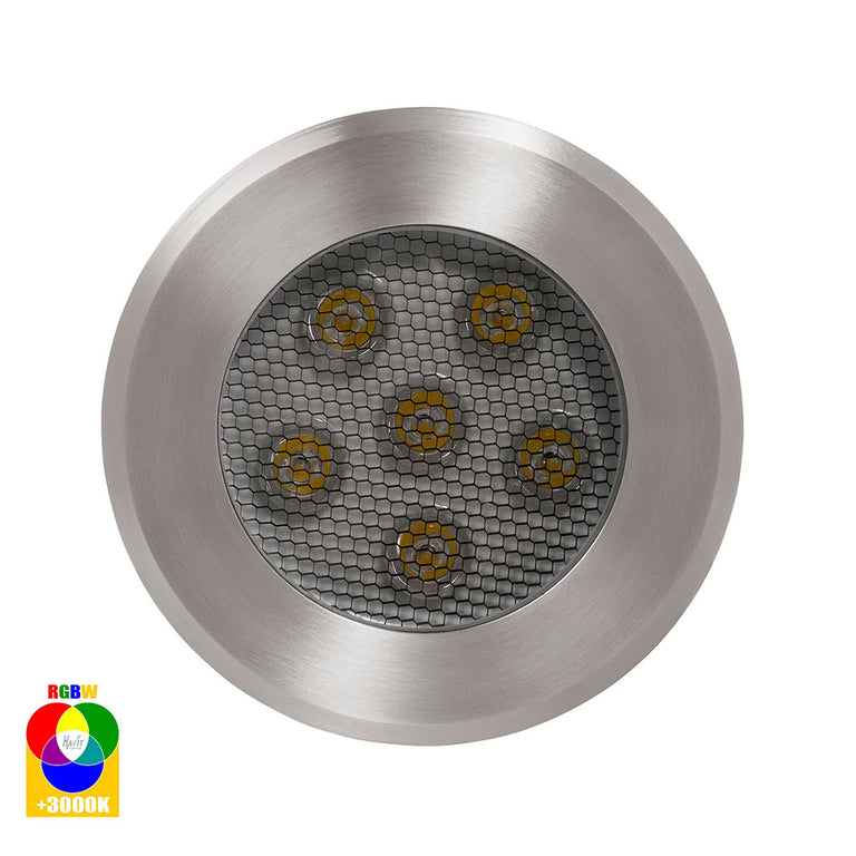Split 5W RGBW 12V DC LED Round Inground Uplighter Stainless Steel - HV1842RGBW