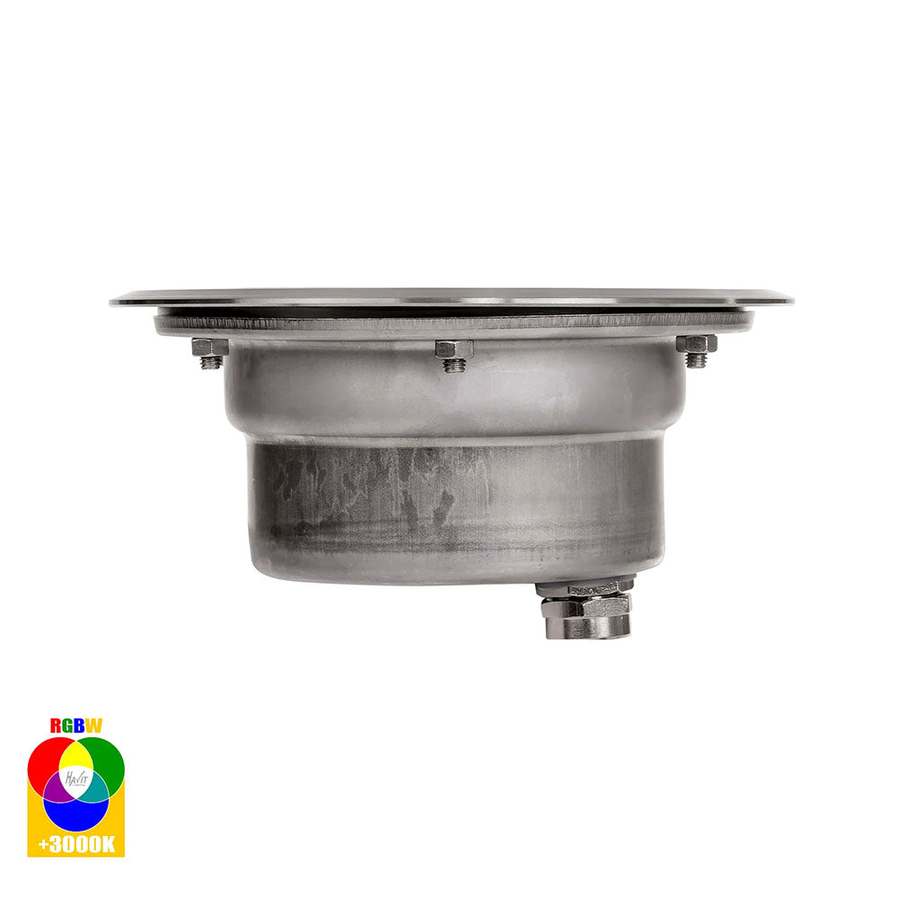 Split 5W RGBW 12V DC LED Round Inground Uplighter Stainless Steel - HV1842RGBW