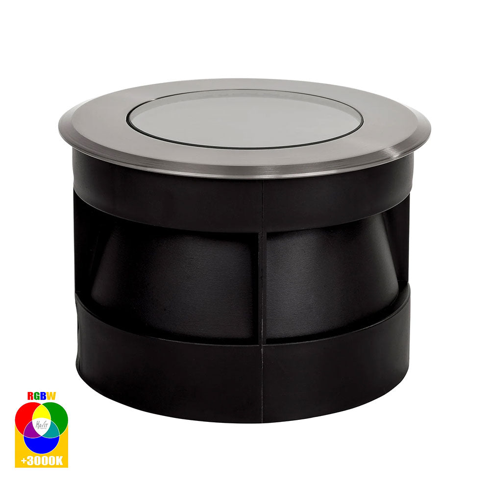 Split 5W RGBW 12V DC LED Round Inground Uplighter Stainless Steel - HV1842RGBW