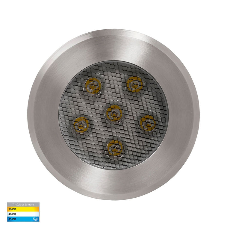 Split 5W CCT 12V DC LED Round Inground Uplighter Stainless Steel - HV1842T