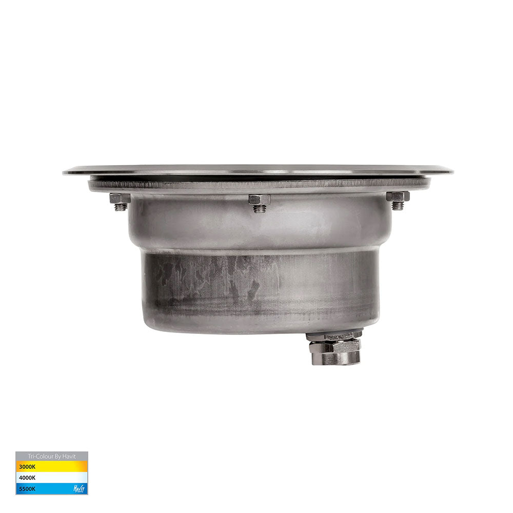 Split 5W CCT 240V LED Round Inground Uplighter Stainless Steel - HV1842T -240V